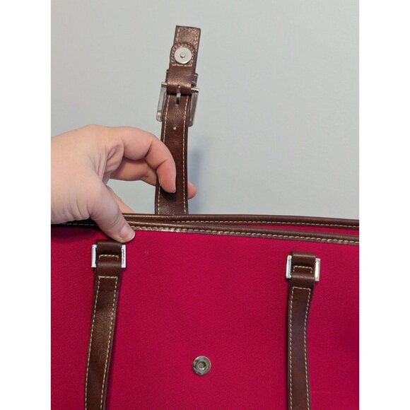 Etienne Aigner Large Classic Hot Pink Tote Bag Shoulder Bag Brown Buckle - Picture 13 of 16